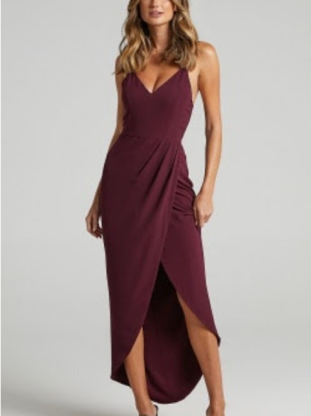 Showpo Burgundy High-Low Wrap Maxi Dress